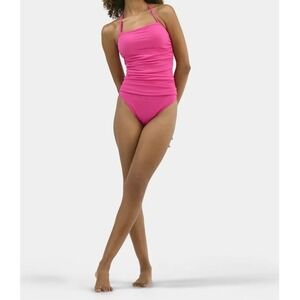 Jessica Simpson Pink Ruched One Piece Swimsuit XL NWT Barbiecore